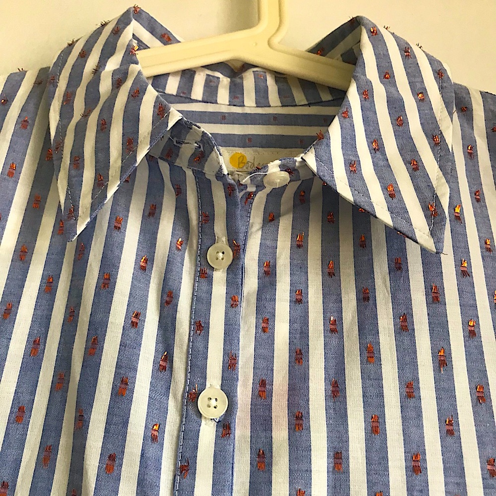 BODEN Embroidered Relaxed Metallic Striped Shirt - Picture 9 of 14